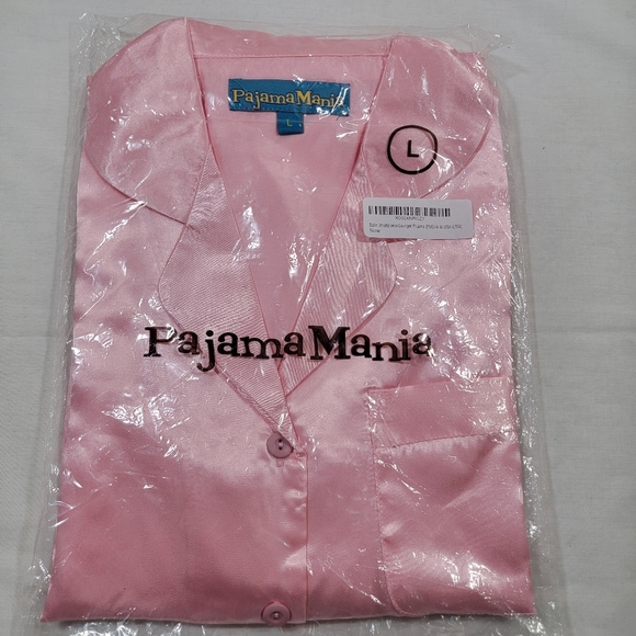 Pajama Mania Short Sleeve Satin Pajama Set Pink Women's Size Large - Picture 1 of 3